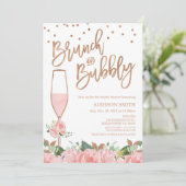 Glass Brunch Bubbly Floral Vrijgezellenfeest Kaart (Staand voorkant)