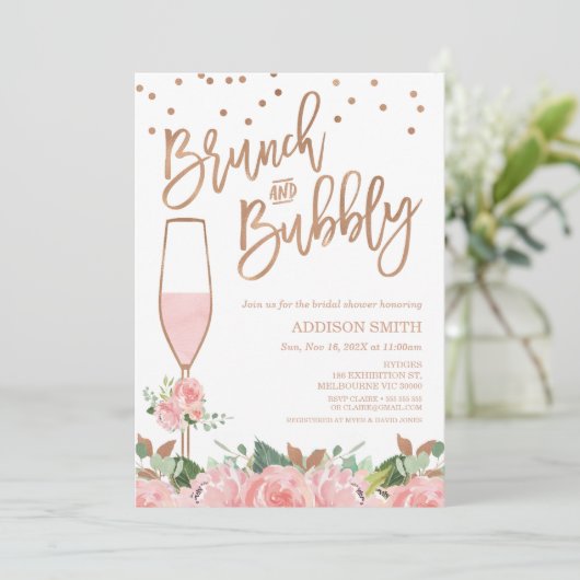  Glass Brunch Bubbly Floral Vrijgezellenfeest Kaart (Staand voorkant)