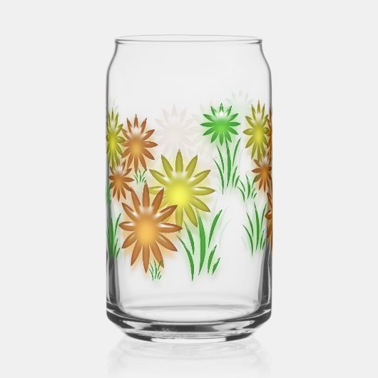 Glass Can - 3D Neon Flowers Blikvorm Glas (Voorkant)