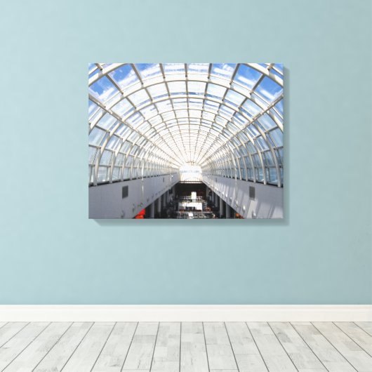 Glass Ceiling Blue Sky Skylight Canvas Afdruk (Insitu (Houten vloer))