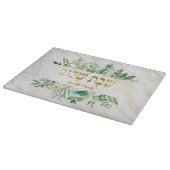 Glass challah board Green Leaf Snijplank (Hoek)