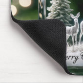 Glass Christmas Deer Ornament op Pine Tree Muismat (Hoek)