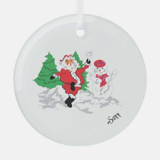 Glass Circle Ornament :  Santa Claus  (Voorkant)