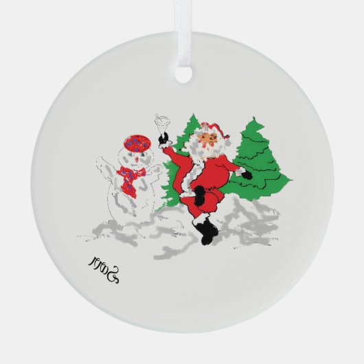 Glass Circle Ornament :  Santa Claus  (Achterkant)