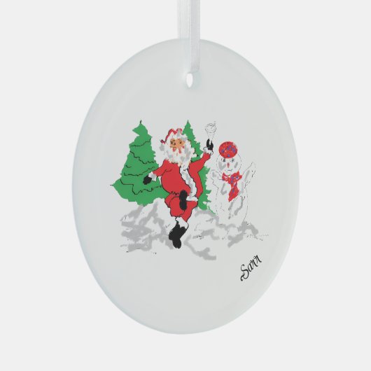 Glass Circle Ornament :  Santa Claus  (Voorkant Rechts)