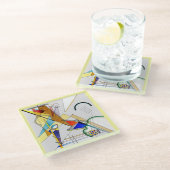 Glass COASTER - Abstract by Wassily Kandinsky Glazen Onderzetter (Schuin)