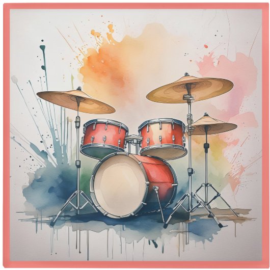 Glass COASTER - Drums on a Coaster Glazen Onderzetter