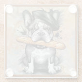 Glass COASTER -Frenchie on a Coaster with Baguette Glazen Onderzetter (Achterkant)