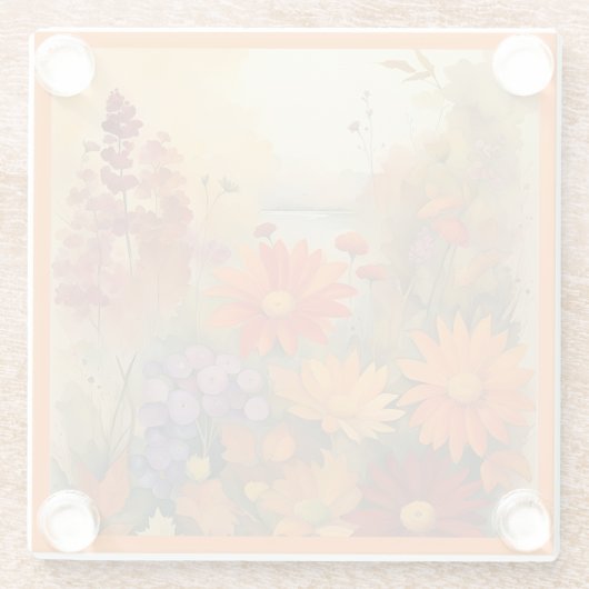 Glass COASTER - Golden Shades of Orange & Yellow Glazen Onderzetter (Achterkant)