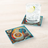 Glass COASTER - Swirls, Twirls, and Circles Glazen Onderzetter (Schuin)