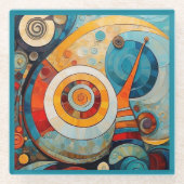 Glass COASTER - Swirls, Twirls, and Circles Glazen Onderzetter (Voorkant)
