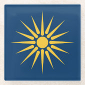 Glass coaster with flag of Macedonia, Greece Glazen Onderzetter (Voorkant)