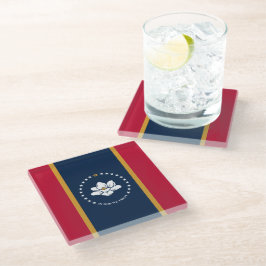 Glass coaster with flag of Mississippi State, USA Glazen Onderzetter
