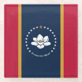 Glass coaster with flag of Mississippi State, USA Glazen Onderzetter (Voorkant)