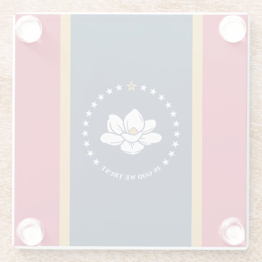 Glass coaster with flag of Mississippi State, USA Glazen Onderzetter (Achterkant)