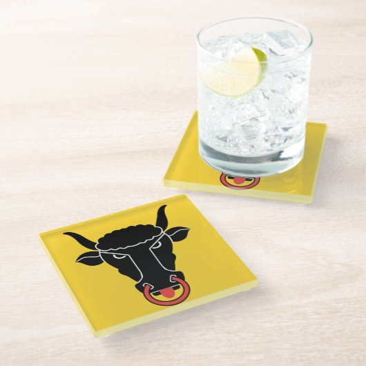 Glass coaster with flag of Uri Canton, Switzerland Glazen Onderzetter (Schuin)