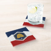 Glass coaster with new flag of Utah, USA Glazen Onderzetter (Schuin)