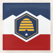 Glass coaster with new flag of Utah, USA Glazen Onderzetter (Voorkant)