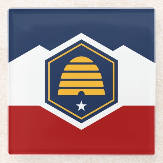 Glass coaster with new flag of Utah, USA Glazen Onderzetter (Voorkant)