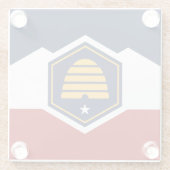 Glass coaster with new flag of Utah, USA Glazen Onderzetter (Achterkant)