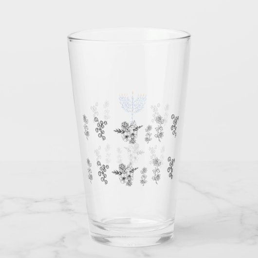 Glass Cup menorah bloemen  stijl Glas (Achterkant)