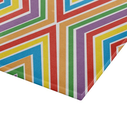 Glass Cutting Board Bullseye Rainbow Snijplank (Hoek)