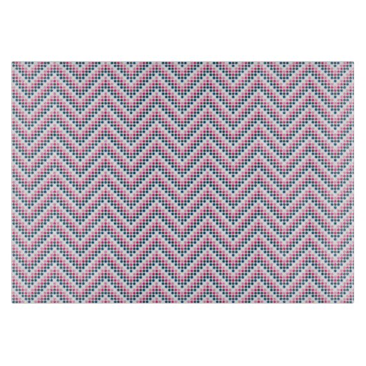 Glass Cutting Board Chevron Stippen Pink+ Snijplank (Voorkant)