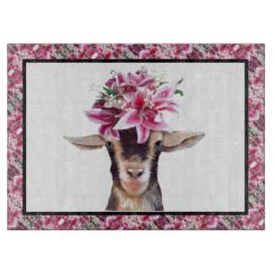 Glass Cutting Board Lily the Goat Snijplank