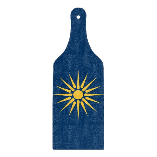 Glass cutting board paddle with flag Macedonia Snijplank (Voorkant)