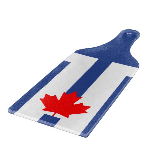 Glass cutting board paddle with flag of Toronto Snijplank (Hoek)