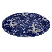 Glass Cutting Board Round - Blue & Silver Marble  Snijplank (Hoek)