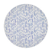 Glass Cutting Board Round - Blue Stripe Pattern Snijplank (Voorkant)