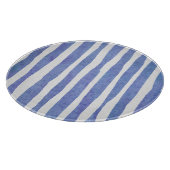 Glass Cutting Board Round - Blue Stripe Pattern Snijplank (Hoek)