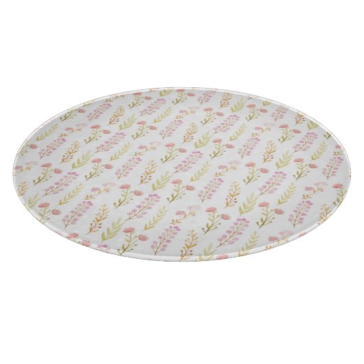 Glass Cutting Board Round - Pink Flower Pattern Snijplank (Hoek)