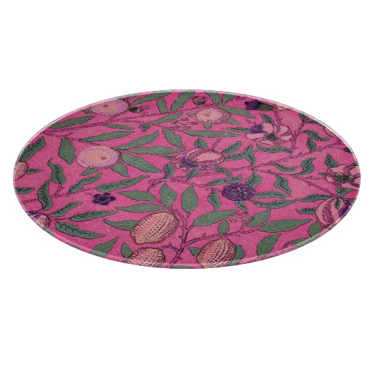 GLASS CUTTING BOARD : WILLIAM MORRIS : POMEGRANAAT SNIJPLANK (Hoek)