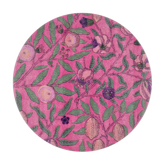 GLASS CUTTING BOARD : WILLIAM MORRIS : POMEGRANAAT SNIJPLANK (Voorkant)