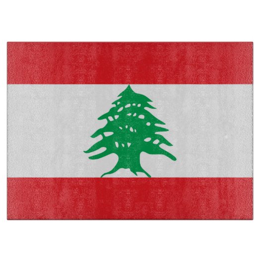 Glass cutting board with Flag of Lebanon Snijplank (Voorkant)