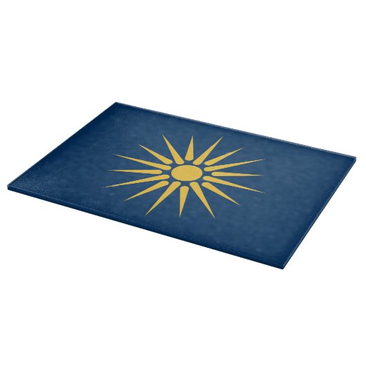 Glass cutting board with Flag of Macedonia, Greece Snijplank (Hoek)