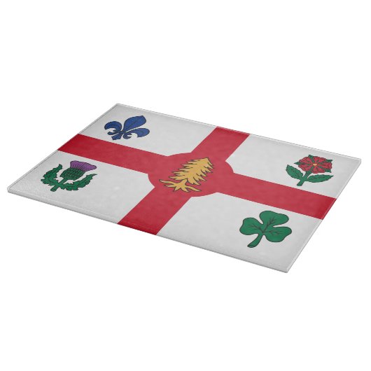 Glass cutting board with Flag of Montreal Snijplank (Hoek)