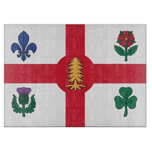 Glass cutting board with Flag of Montreal Snijplank (Voorkant)