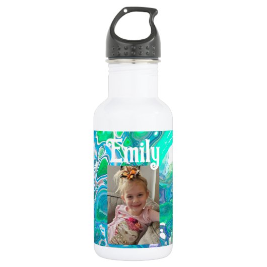 Glass Digital Abstracte Art met speciaal Zee Waterfles (Voorkant)