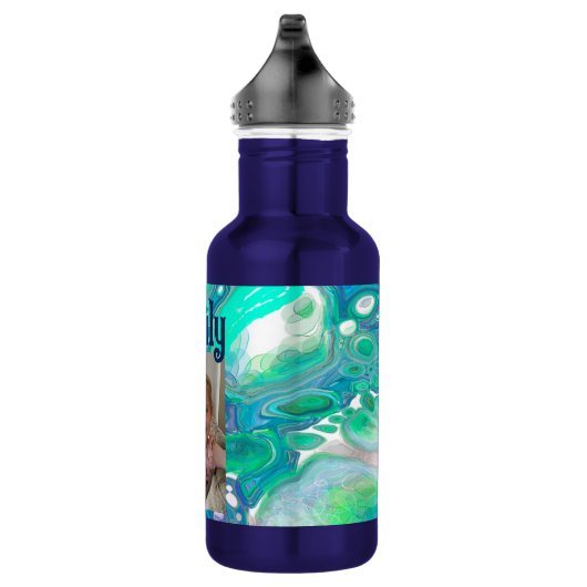 Glass Digital Abstracte Art met speciaal Zee Waterfles (Rechts)