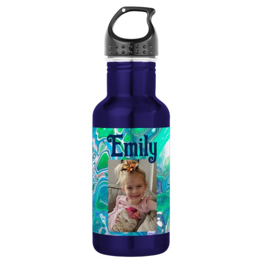 Glass Digital Abstracte Art met speciaal Zee Waterfles (Voorkant)