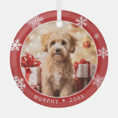 Glass Dog Lover Christmas Ornament With Snowflakes (Voorkant)