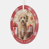 Glass Dog Lover Christmas Ornament With Snowflakes (Voorkant links)