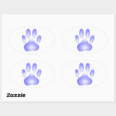 Glass Dog Paw Print Ovale Sticker (Vel)