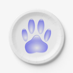 Glass Dog Paw Print Papieren Bordje