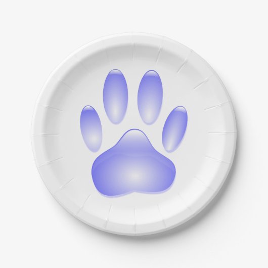 Glass Dog Paw Print Papieren Bordje (Voorkant)