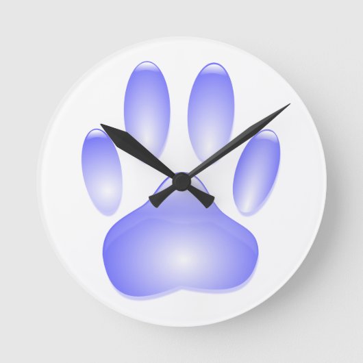 Glass Dog Paw Print Ronde Klok (Voorkant)