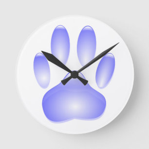 Glass Dog Paw Print Ronde Klok